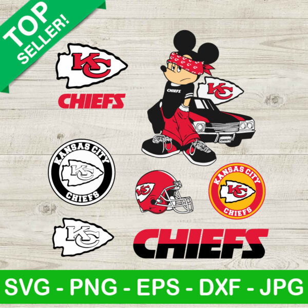 Mickey Kansas City Chiefs SVG bundle, Disney Mouse Kansas City SVG, Disney NFL Team SVG