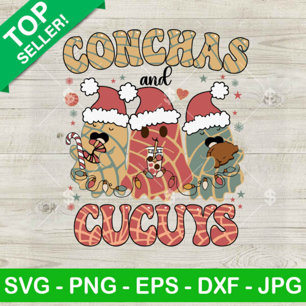 Conchas And Cuguys Christmas SVG, Concha Christmas SVG, Funny Mexican Food Santa Claus SVG PNF DXF EPS