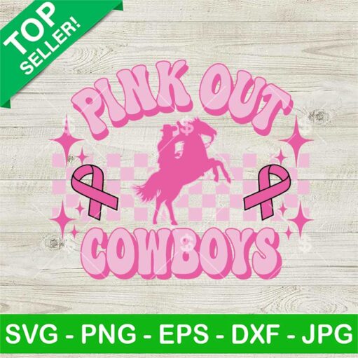 Groovy Cowboys Pink Out Breast Cancer Svg