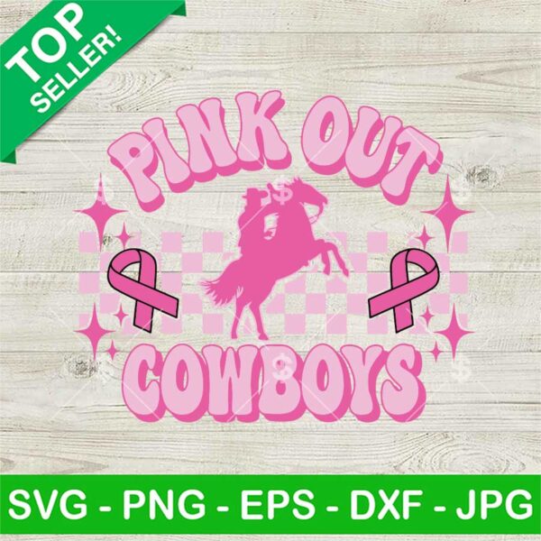 Groovy Cowboys Pink Out Breast Cancer SVG