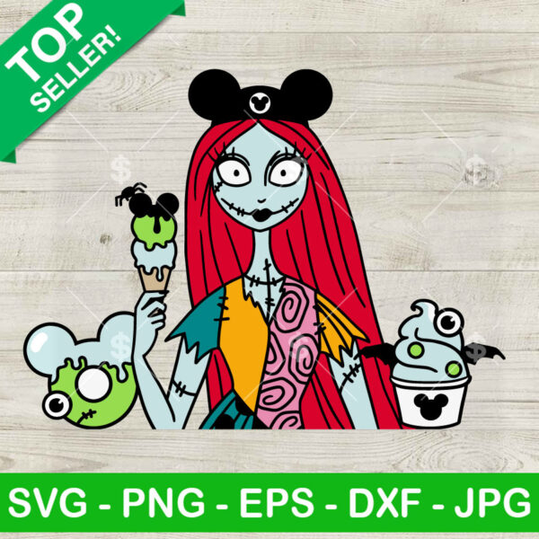 Sally Mickey Ears Halloween With Ice Cream SVG