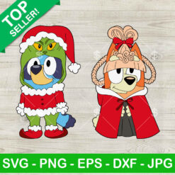 Bluey And Bingo Christmas Costume SVG, Bluey Grinch Christmas Costume SVG, Bluey And Bingo Dog Christmas SVG