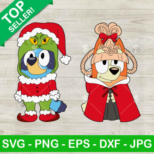 Bluey And Bingo Christmas Costume SVG