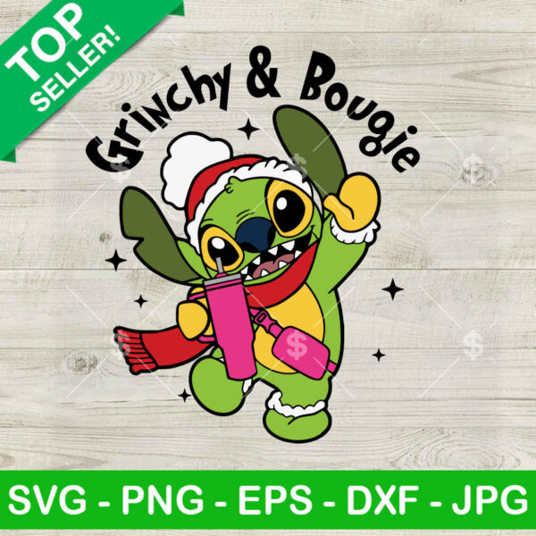 Stitch Grinchy And Bougie SVG