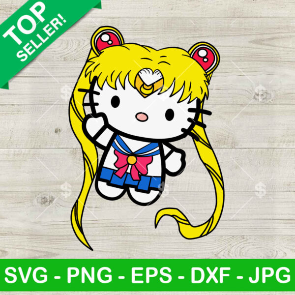 Hello Kitty Sailor Moon SVG, Hello Sailor Kitty SVG, Hello Kitty Sailor Chibi SVG
