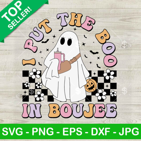 I Put The Boo In Boujee Cup And Bag SVG, Boujee Tumbler Belt Bag SVG, Retro Halloween SVG