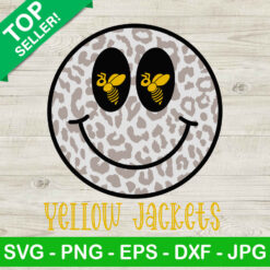 Yellow Jackets Smiley Face Leopard SVG