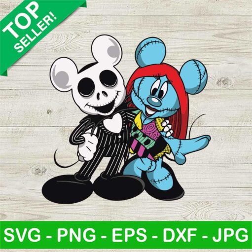 Mickey Jack And Minnie Sally Skellington Svg