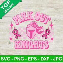 Pink Out Knights Breast Cancer SVG, Football Breast Cancer Awareness SVG, Breast Cancer Awareness Groovy Checkered Preppy SVG