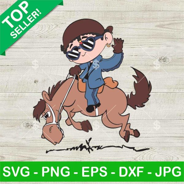 Baby Benito Riding Horse SVG, Bad Bunny SVG, Baby Benito Cowboy SVG PNG DXF EPS Files
