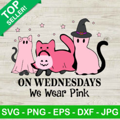 Ghost Cat On Wednesdays We Wear Pink SVG