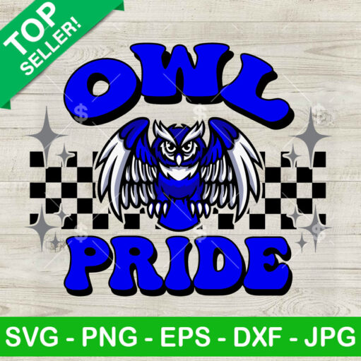 Owl Pride Blue Groovy Checkered Svg