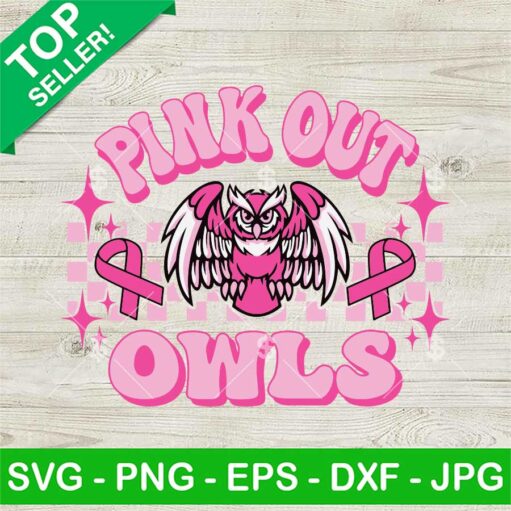 Groovy Checkered Preppy Pink Out Owls Svg