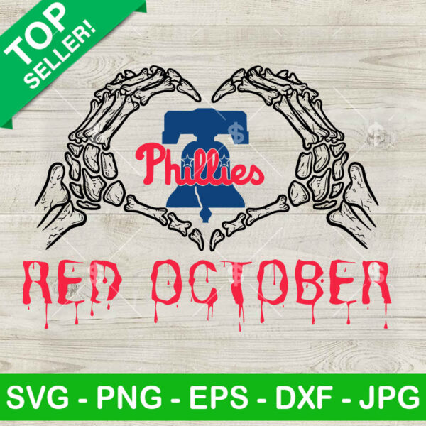 Phillies Skeleton Hand Red October SVG