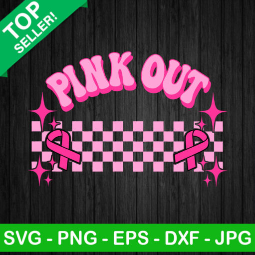 Blank Pink Out Breast Cancer Groovy Svg