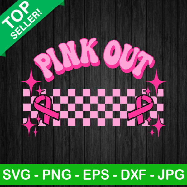 Blank Pink Out Breast Cancer Groovy SVG