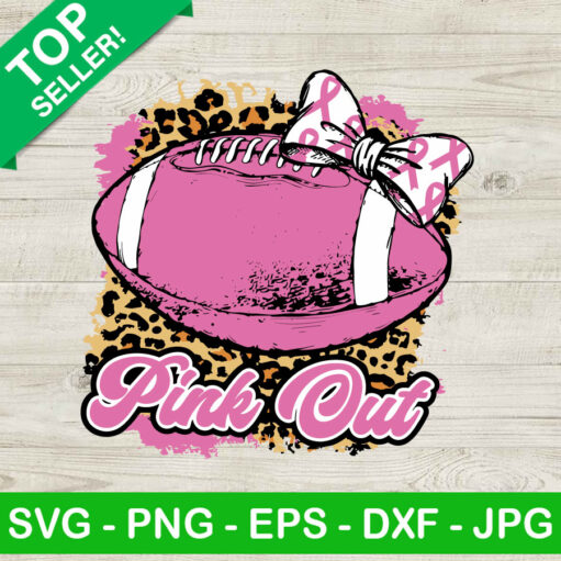 Breast Cancer Pink Out Football Leopard Svg