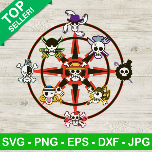 One Piece All Straw Hat Pirates Logo SVG