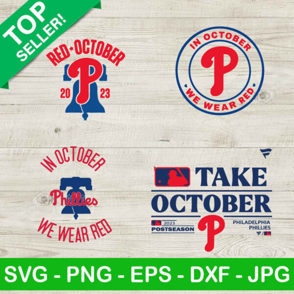 Red October Philadelphia Phillies Baseball Bundle SVG, Take October Phillies SVG, Philadelphia Phillies Red October SVG