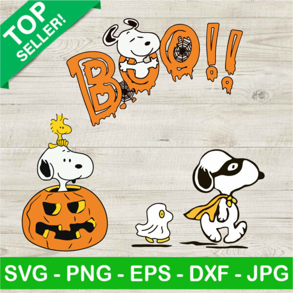 Funny Snoopy Halloween Bundle SVG, Snoopy Boo SVG, Pumpkin Snoopy and Woodstock SVG