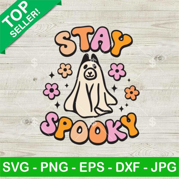 Stay Spooky Retro Ghost Dog SVG