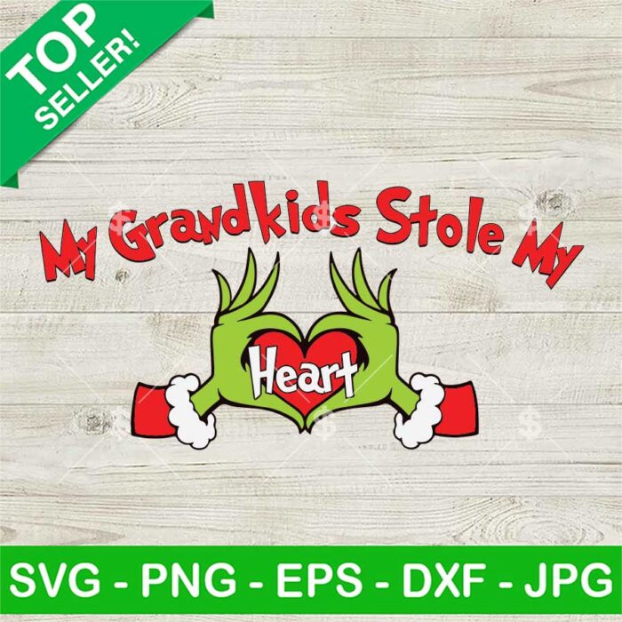 My Grandkids Stole My Heart SVG PNG, Grinch Christmas Mama SVG, Grandkids Christmas SVG