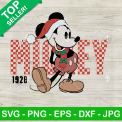 Vintage Mickey Mouse Christmas Checkered SVG