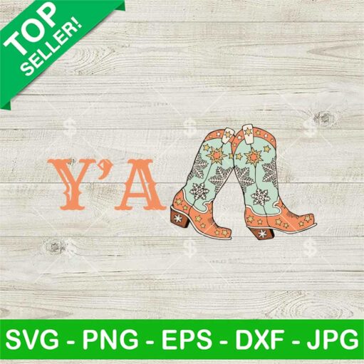 Y'All Cowboy Boot Christmas Svg