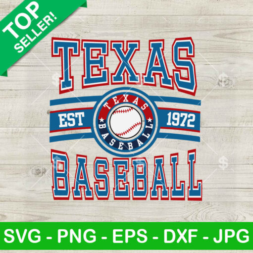 Texas Baseball Est 1972 SVG