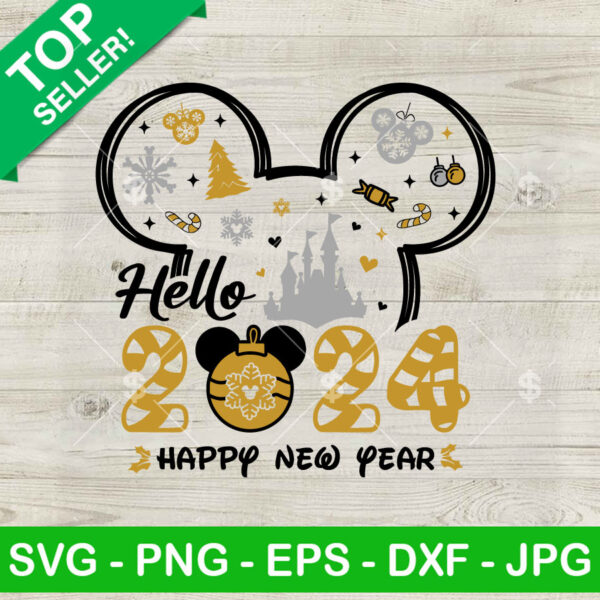Disney Mouse Hello 2024 Happy New Years SVG