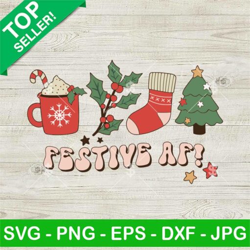 Retro Festive Af Christmas Coffee Svg