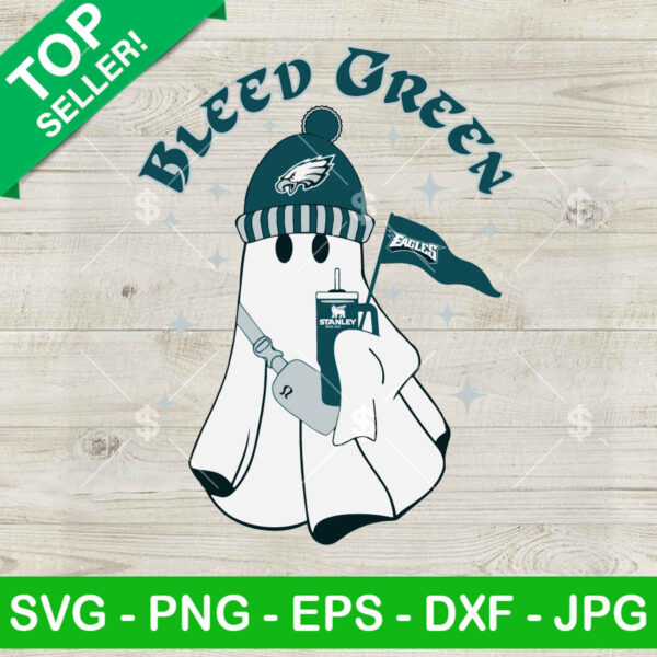 Philadelphia Eagles Ghost Stanley Tumbler SVG, Philadelphia Eagles Bleed Green SVG, NFL Ghost SVG PNG DXF EPS