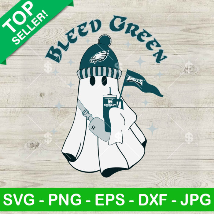 Philadelphia Eagles Ghost Stanley Tumbler SVG, Philadelphia Eagles Bleed Green SVG, NFL Ghost SVG PNG DXF EPS