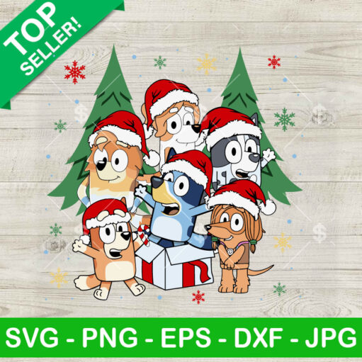 Bluey Family Christmas Tree Svg