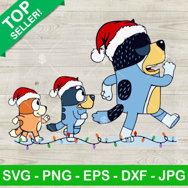 Bluey Family Santa Claus Christmas SVG, Bluey Family Christmas SVG, Bluey Bingo DOg Christmas SVG PNG DXF EPS File