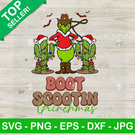 Cowboy Grinch Boot Scootin Christmas Svg
