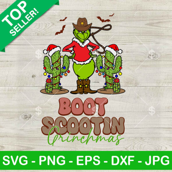 Cowboy Grinch Boot Scootin Christmas SVG
