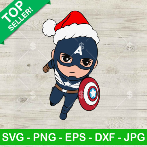 Chibi Captain America Santa Hat Svg