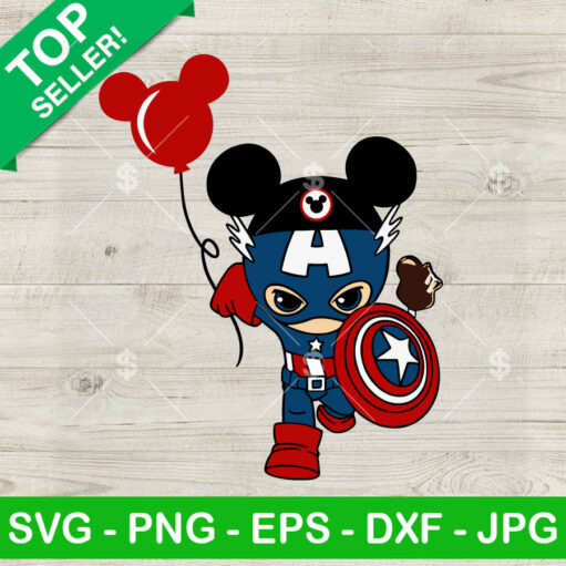 Mickey Captain America And Balloon Svg