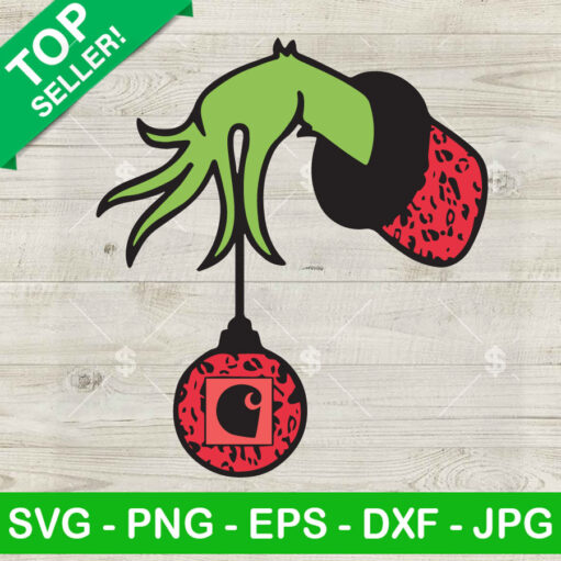 Grinch Hand Holding Carhartt Ornament SVG