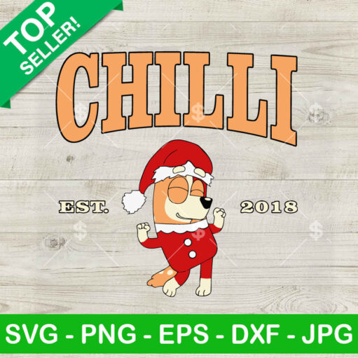 Bluey Chilli Santa Christmas Svg