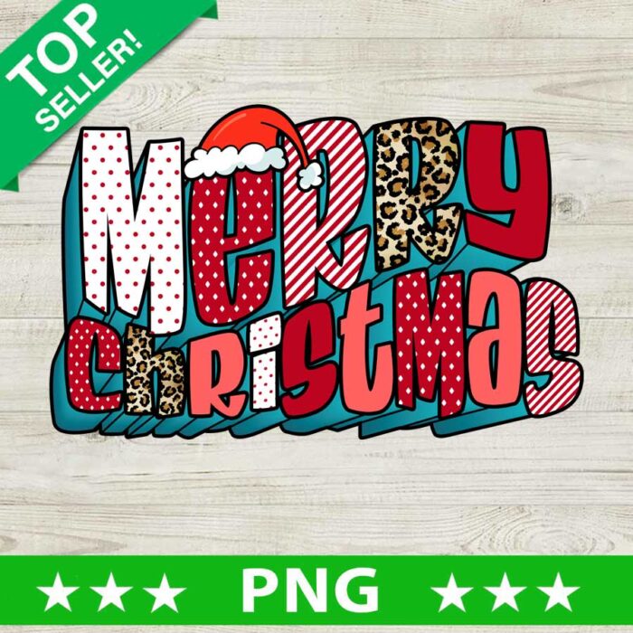 Retro Merry Christmas PNG, Leopard Christmas Sublimation transfer PNG, Christmas Decor Holiday PNG