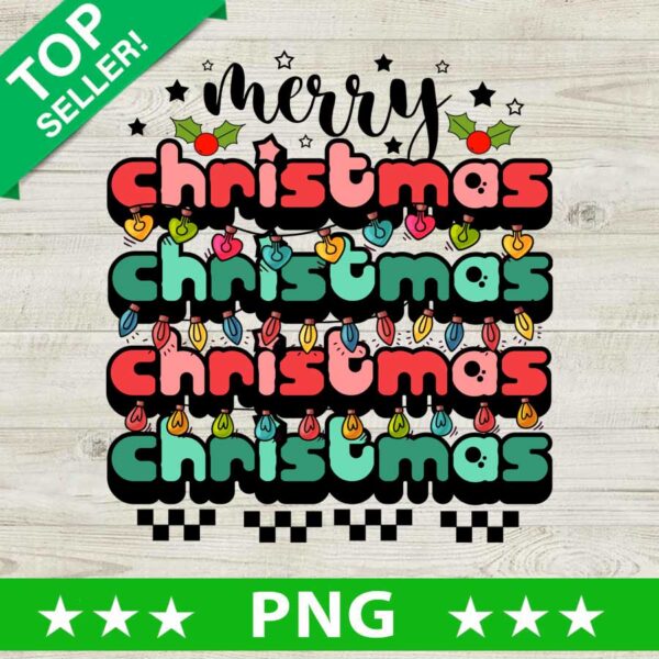 Groovy Merry Christmas PNG, Retro Christmas Light Sublimation transfer PNG, Xmas Holiday PNG
