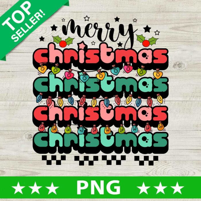 Groovy Merry Christmas PNG, Retro Christmas Light Sublimation transfer PNG, Xmas Holiday PNG