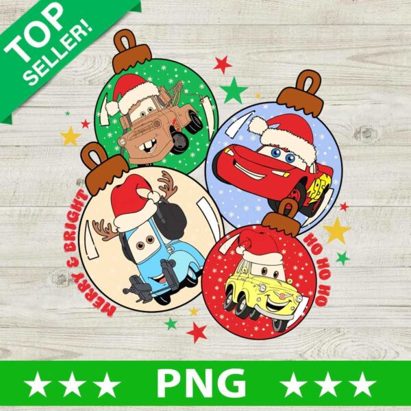 Disney Pixar Cars Christmas Ornament PNG, Mcqueen Lightning Car Christmas Sublimation transfer PNG, Disneyland Xmas Holiday PNG