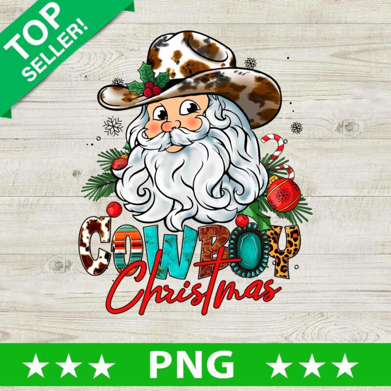 Cowboys Santa Claus PNG, Western Christmas Sublimation transfer PNG, Leopard Santa PNG