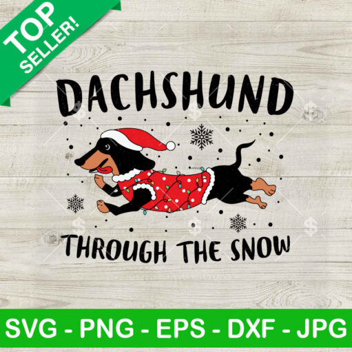 Dachshund Through The Snow Christmas Svg Png