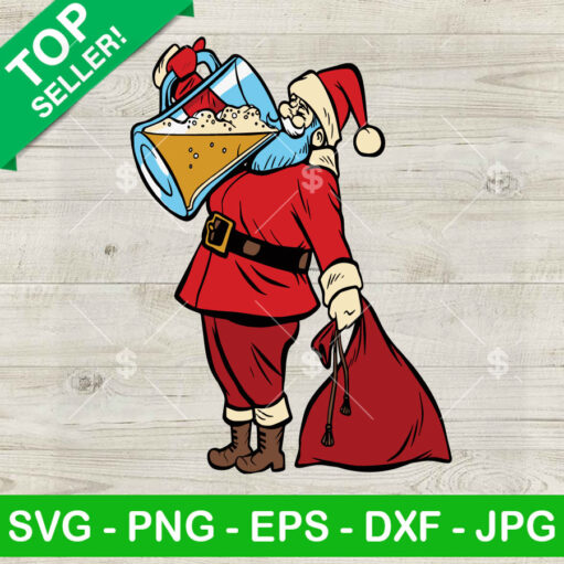 Funny Santa Drinking Beer Svg