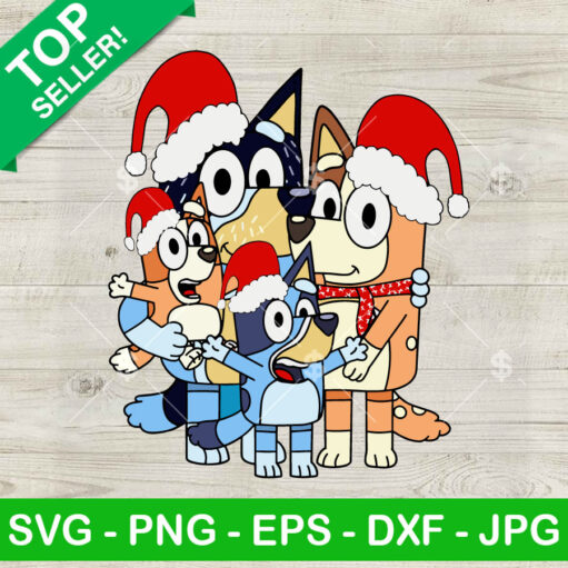 Bluey Bingo Family Santa Claus Svg