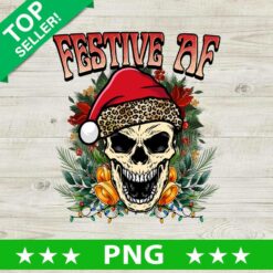 Festive AF Santa Skull PNG, Leopard Sugar Skull Christmas Sublimation transfer PNG, Christmas Holiday PNG